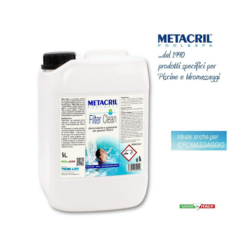 METACRIL - Filter Clean - Descaling agent for swimming pool and whirlpool filters 5 lt | Product pools, whirlpool baths