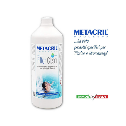 METACRIL - Filter Clean - Descaling agent for swimming pool and whirlpool filters 1 lt | Product pools, whirlpool baths